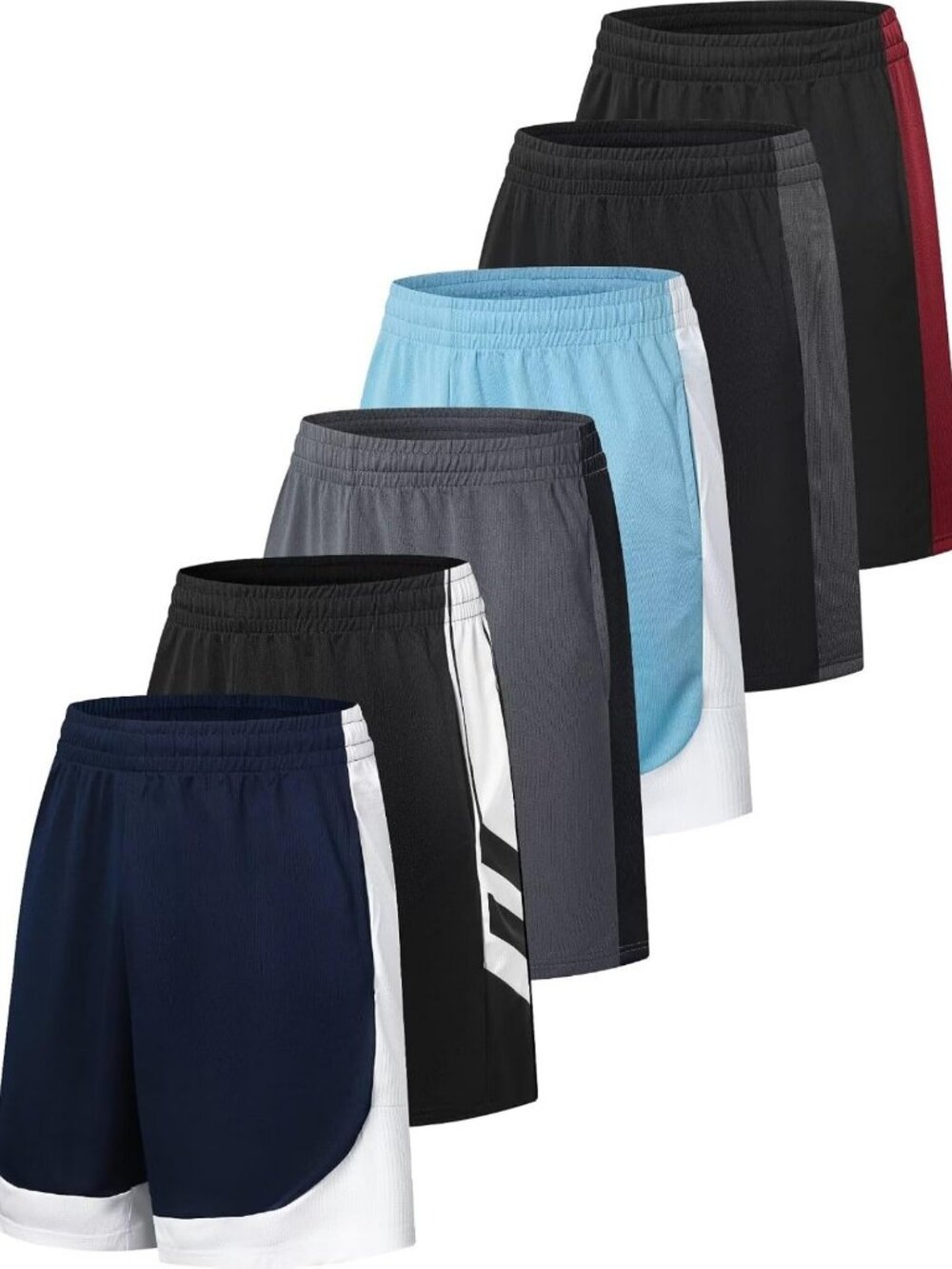 Men's Athletic Basketball Shorts - 6 Pack, Mesh, Quick-Dry, Pockets, Sporty
